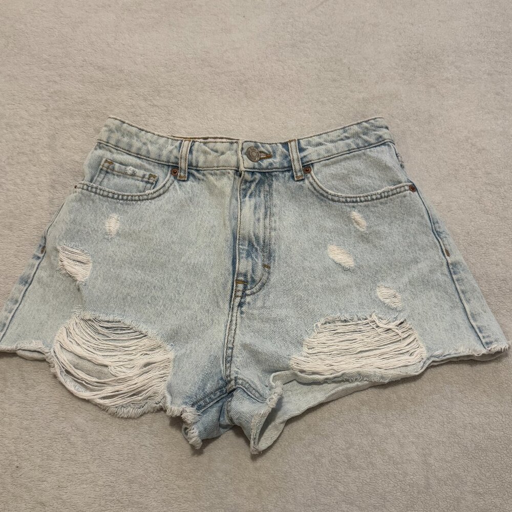 Zara High Waist Snow Wash Denim Shorts Women’s Size 4